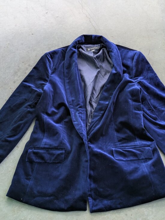 INC International Concepts Jackets & Blazers - Vintage INC International Concepts Royal Blue Velvet Jacket XL
